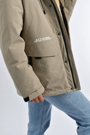 G-Motion Hooded 90-10 Down Jacket 15 Nettle Khaki (Unisex)