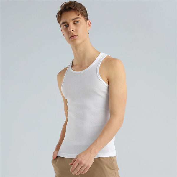 Men's Cotton U-neck Vests (3-Pieces) 01 Signature White