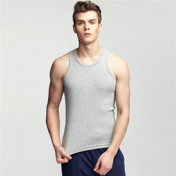 Men's Cotton U-neck Vests (3-Pieces) 02 Signature Grey