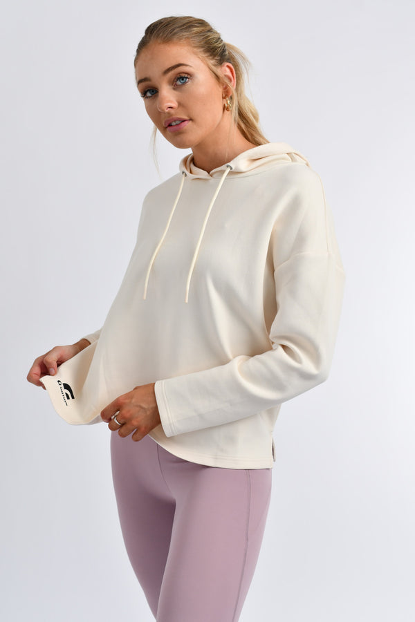 Giordano Ladies G-Motion Long Sleeve Ultra Soft Interlock Hoodie Buttercream White