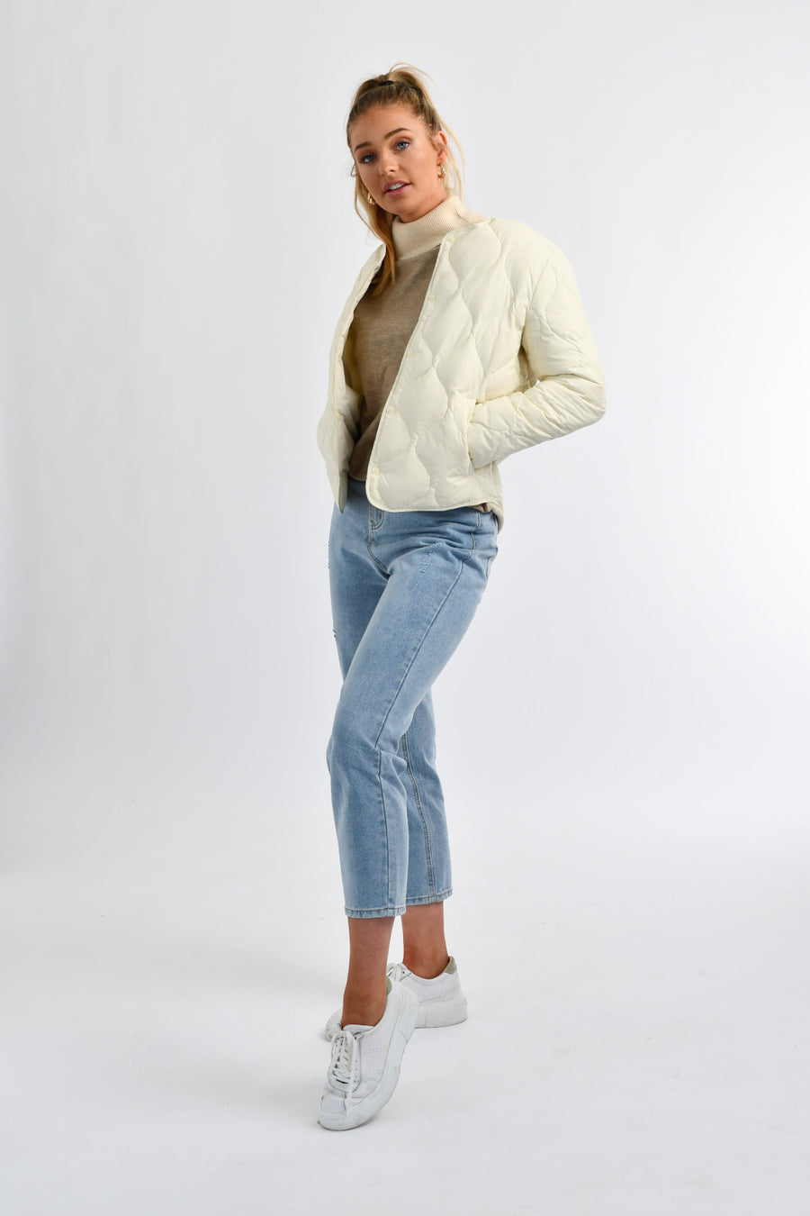 Ladies Light Weight 90/10 Down Jacket 18 Cloud Cream