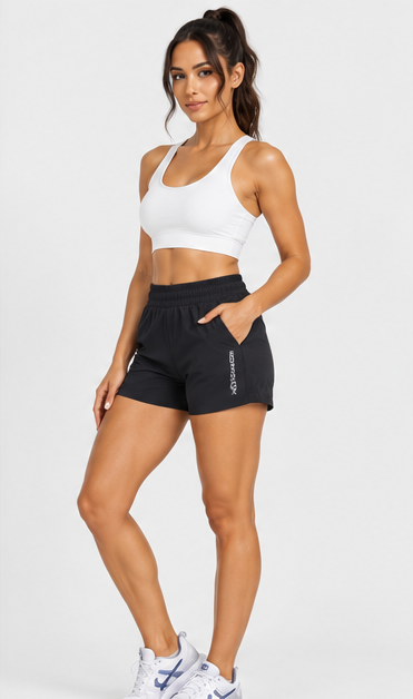 G-Motion Lightweight Ladies Shorts Signature Black on model, front view