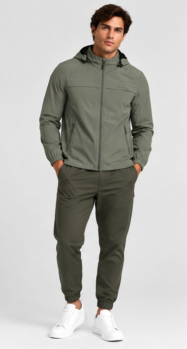 Four Leaf Clover Green jacket — front model view
