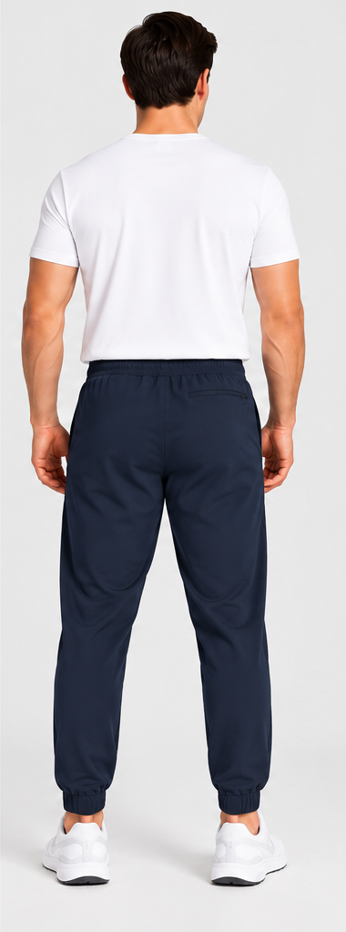 Stretchy Elastic Waistband Lightweight Jogger Pants 66 Signature Navy — alternate model front view