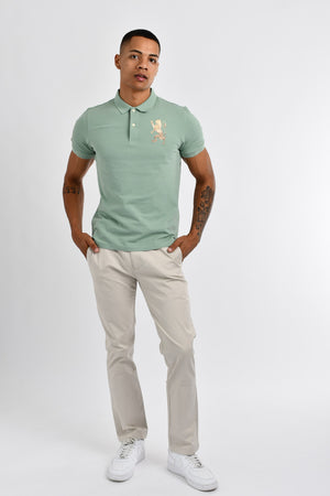 Giordano 3D Lion Stretchy Slim Fit Golfer Shirt 03 Green Bay