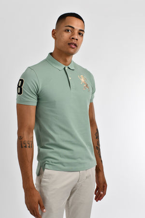 Giordano 3D Lion Stretchy Slim Fit Golfer Shirt 03 Green Bay