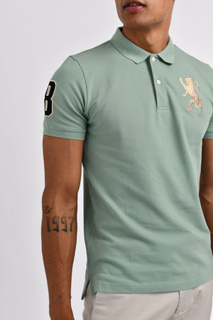 Giordano 3D Lion Stretchy Slim Fit Golfer Shirt 03 Green Bay