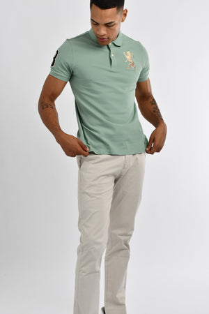 Giordano 3D Lion Stretchy Slim Fit Golfer Shirt 03 Green Bay