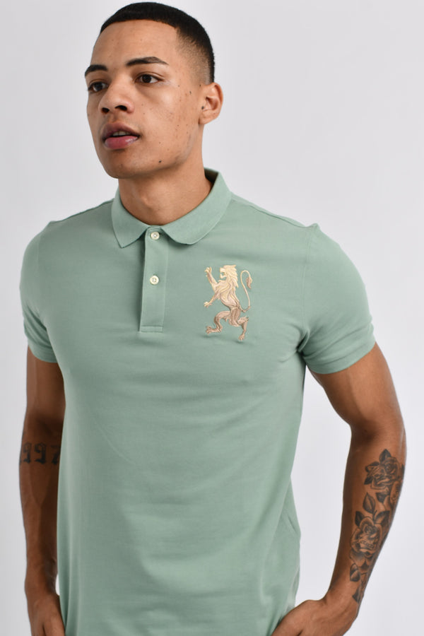 Giordano 3D Lion Stretchy Slim Fit Golfer Shirt 03 Green Bay