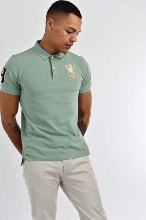 Giordano 3D Lion Stretchy Slim Fit Golfer Shirt 03 Green Bay