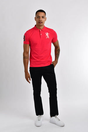 Giordano 3D Lion Stretchy Slim Fit Golfer Shirt 07 Rose Red
