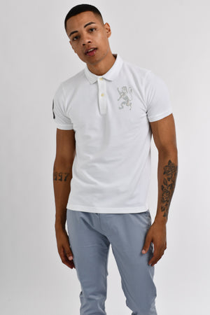 Giordano 3D Lion Stretchy Slim Fit Golfer Shirt 21 Signature White