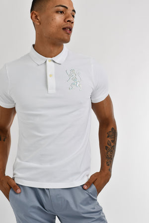 Giordano 3D Lion Stretchy Slim Fit Golfer Shirt 21 Signature White