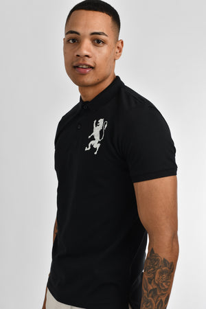 Giordano 3D Lion Stretchy Slim Fit Golfer Shirt 22 Signature Black