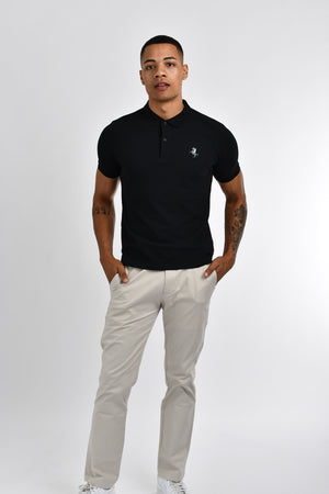 3D Small Napoleon Stretchy Slim Fit Golfer Shirt 11 Signature Black