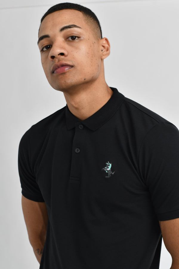 3D Small Napoleon Stretchy Slim Fit Golfer Shirt 11 Signature Black