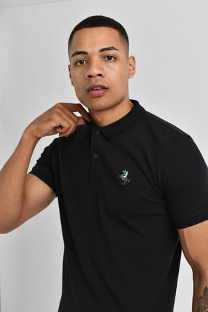3D Small Napoleon Stretchy Slim Fit Golfer Shirt 11 Signature Black