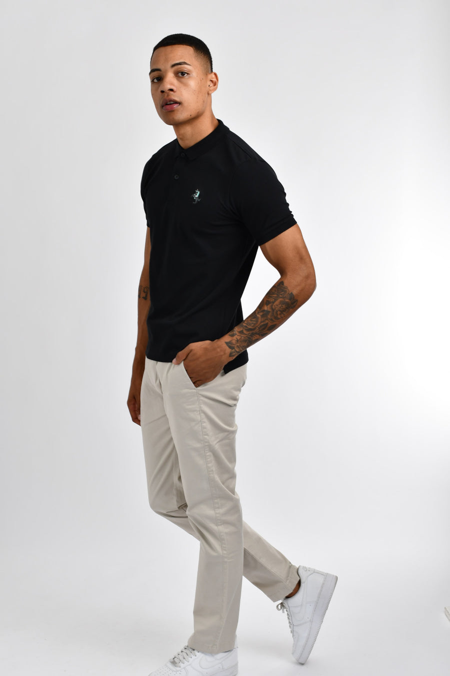 3D Small Napoleon Stretchy Slim Fit Golfer Shirt 11 Signature Black