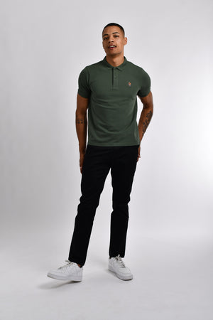 3D Small Napoleon Stretchy Slim Fit Golfer Shirt 16 Thyme Green