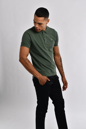 3D Small Napoleon Stretchy Slim Fit Golfer Shirt 16 Thyme Green