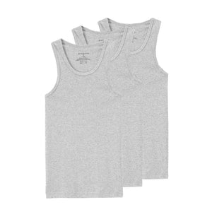 Men's Cotton U-neck Vests (3-Pieces) 02 Signature Grey