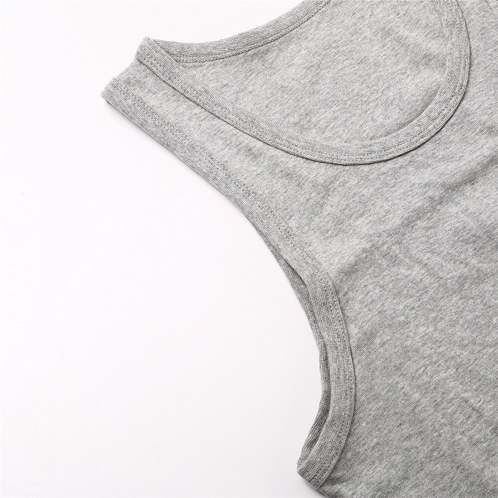 Men's Cotton U-neck Vests (3-Pieces) 02 Signature Grey