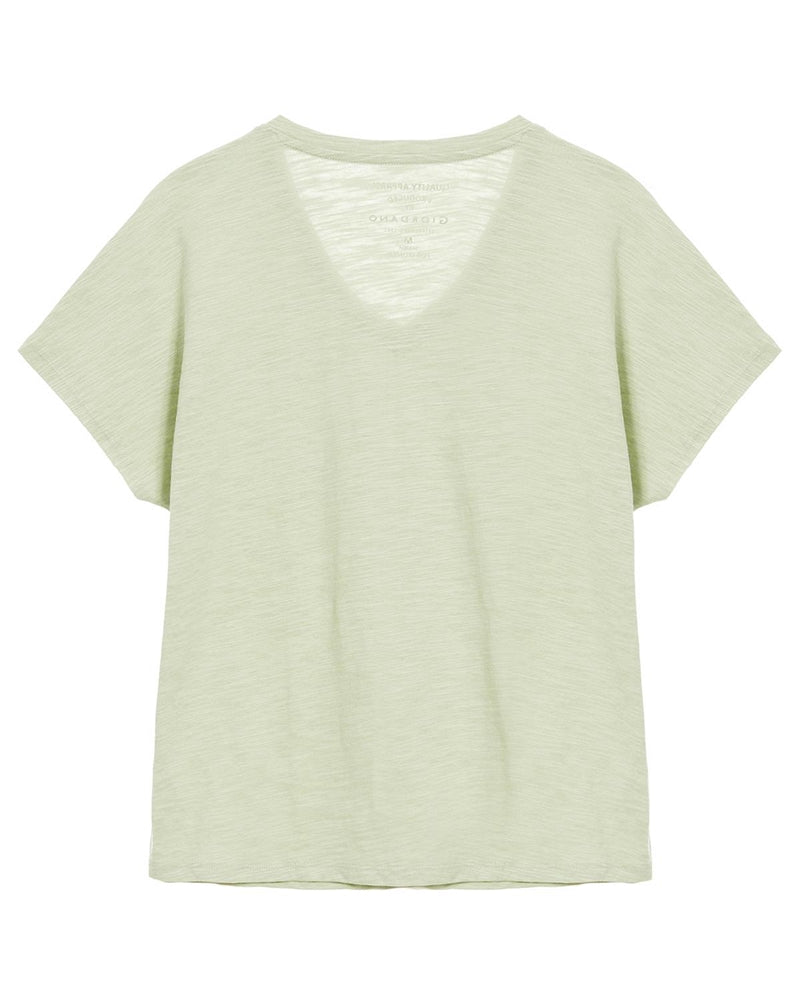 Embroidery Cotton Ladies Short-Sleeve Lounge Wear Tee 23 Swamp Green