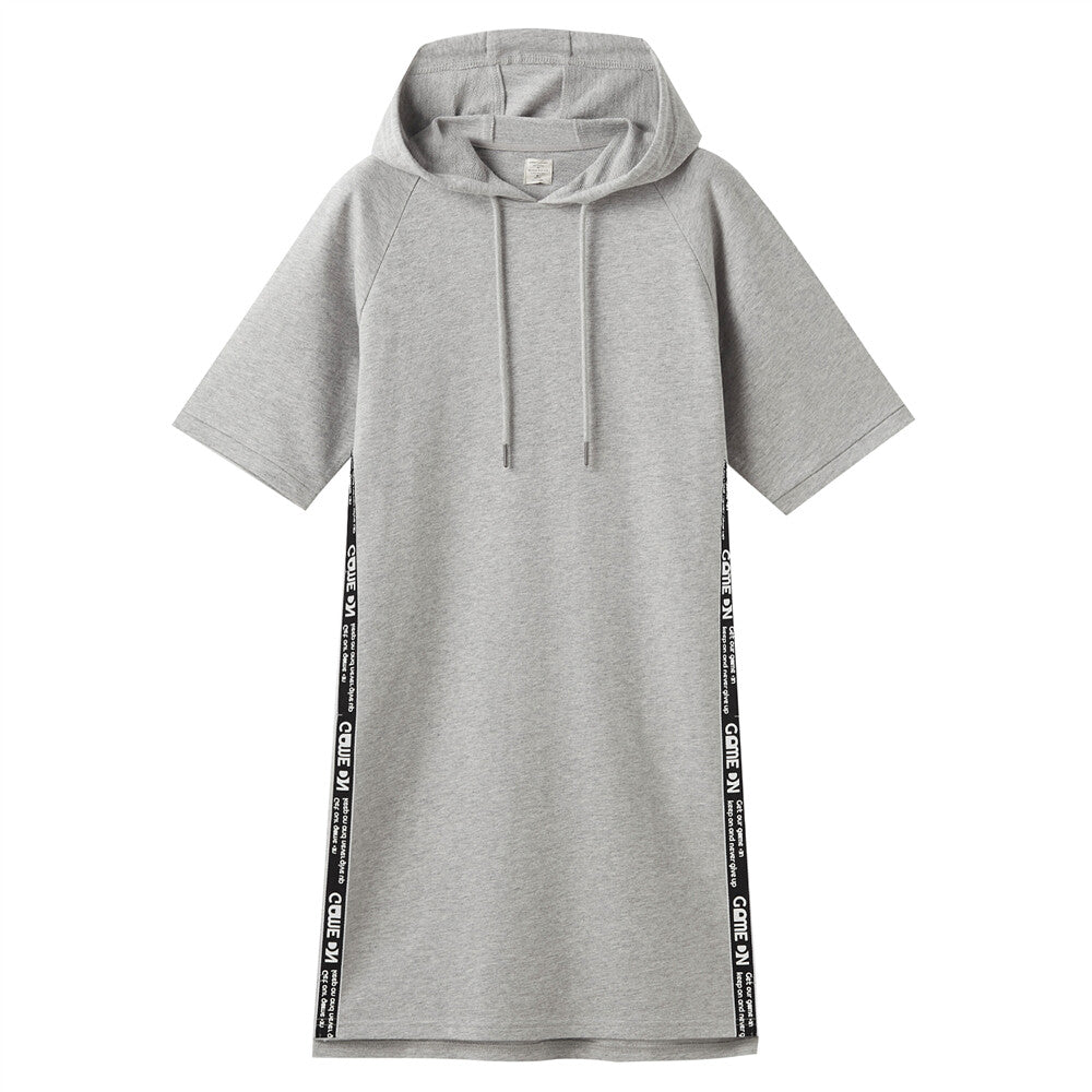 Giordano Women Strap Short-Sleeve Hooded Dress - Mid Heather Grey