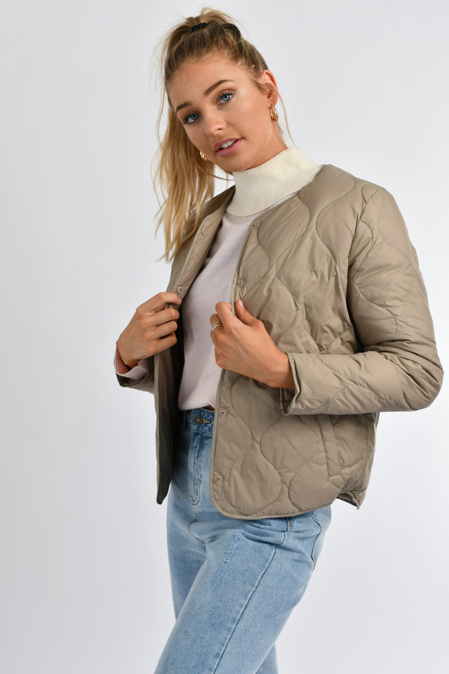Ladies Light Weight 90/10 Down Jacket Desert Taupe