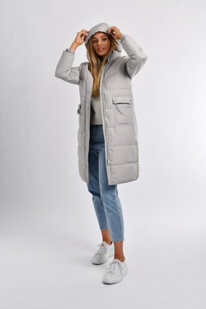 Hooded Parka Down Jacket - Opal Gray
