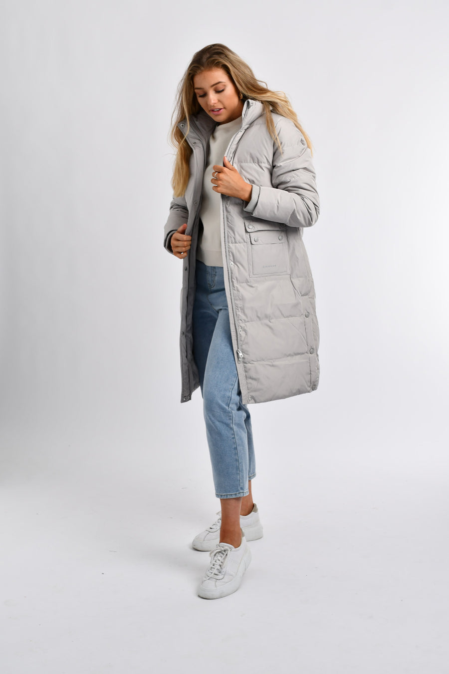 Hooded Parka Down Jacket - Opal Gray