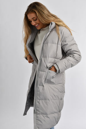 Hooded Parka Down Jacket - Opal Gray