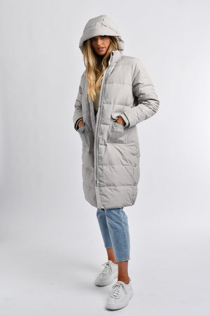 Hooded Parka Down Jacket - Opal Gray