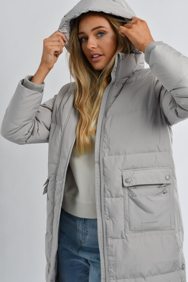 Hooded Parka Down Jacket - Opal Gray