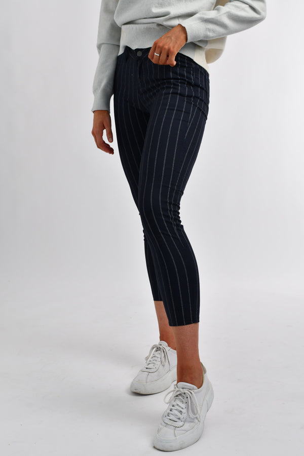 Chino Pants - Navy & White Stripe