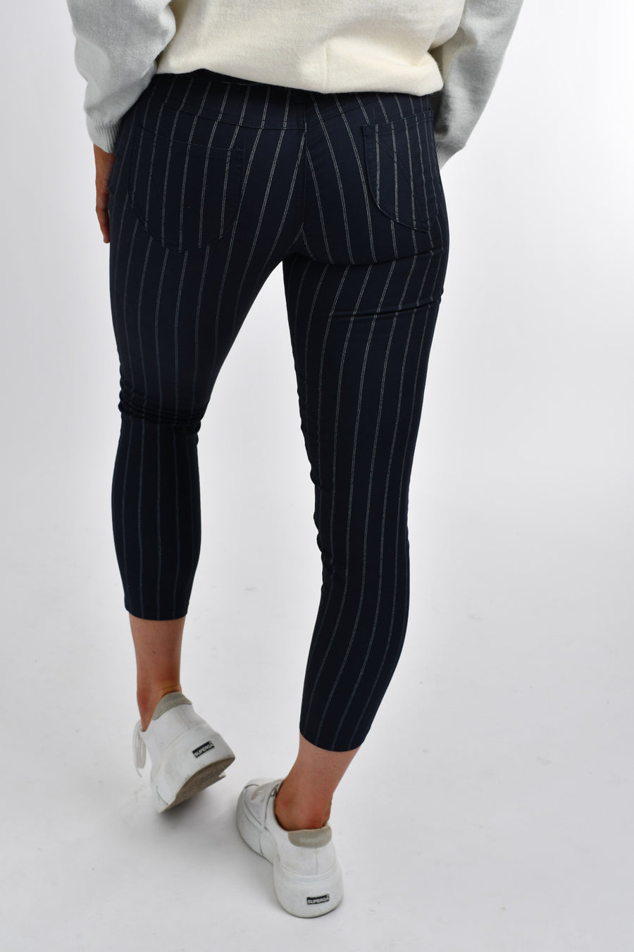 Chino Pants - Navy & White Stripe