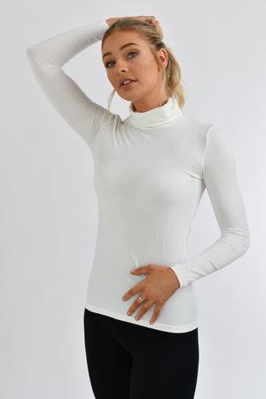 G-Warmer Thermal Long Sleeve Collar Top 01 Snow White