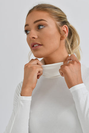 G-Warmer Thermal Long Sleeve Collar Top 01 Snow White
