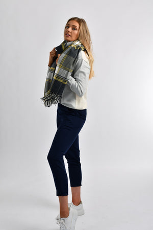 Plain Cotton Scarf 01 Navy and Yellow