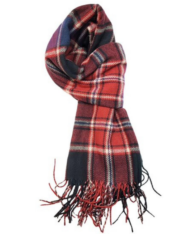Plain Cotton Scarf 01 Red and Blue