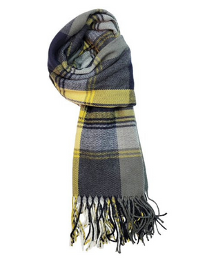 Plain Cotton Scarf 01 Navy and Yellow