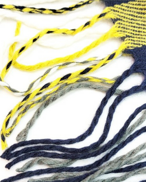 Plain Cotton Scarf 01 Navy and Yellow