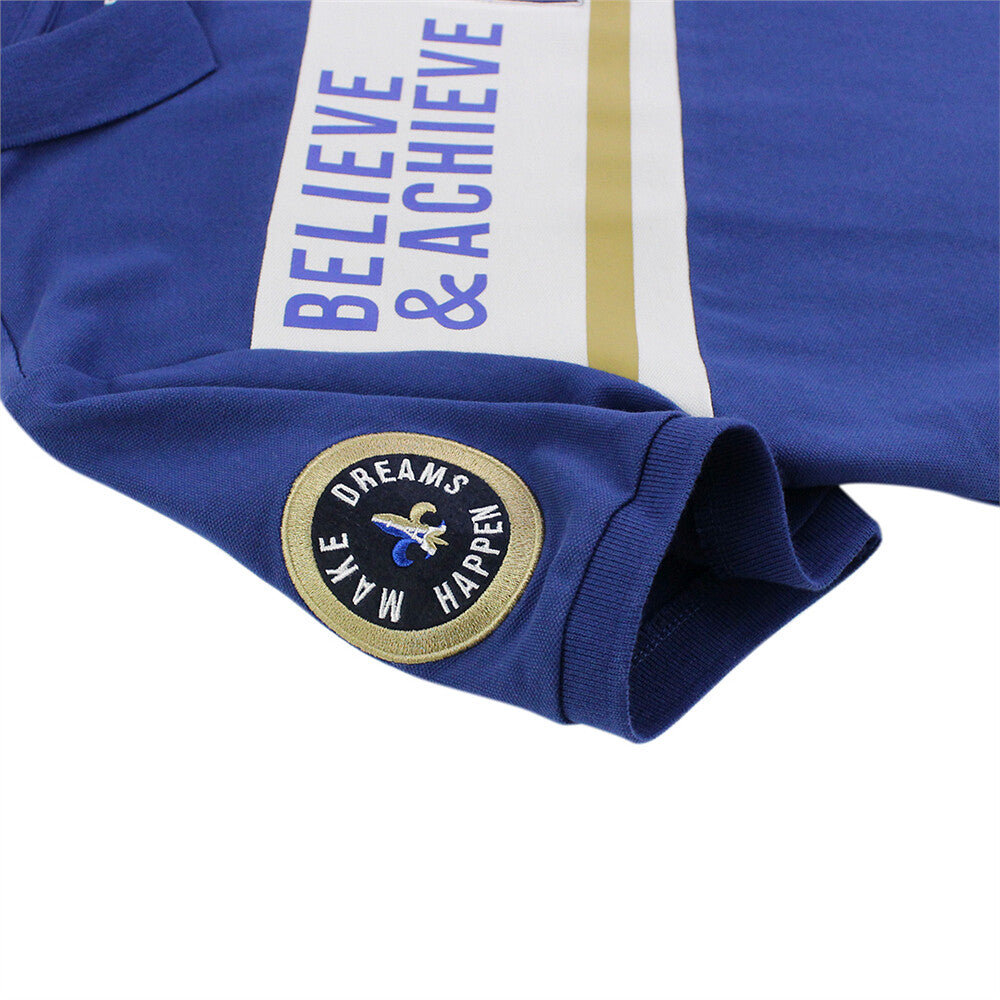 White and Blue Stretchy Slim Fit Golfer 50 Twilight Blue x White