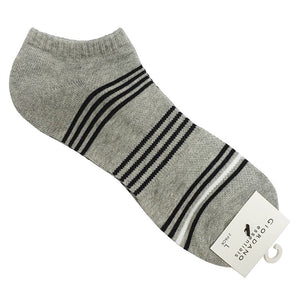 2 - Pack Ankle Socks - 53 Grey  x Black Stripe