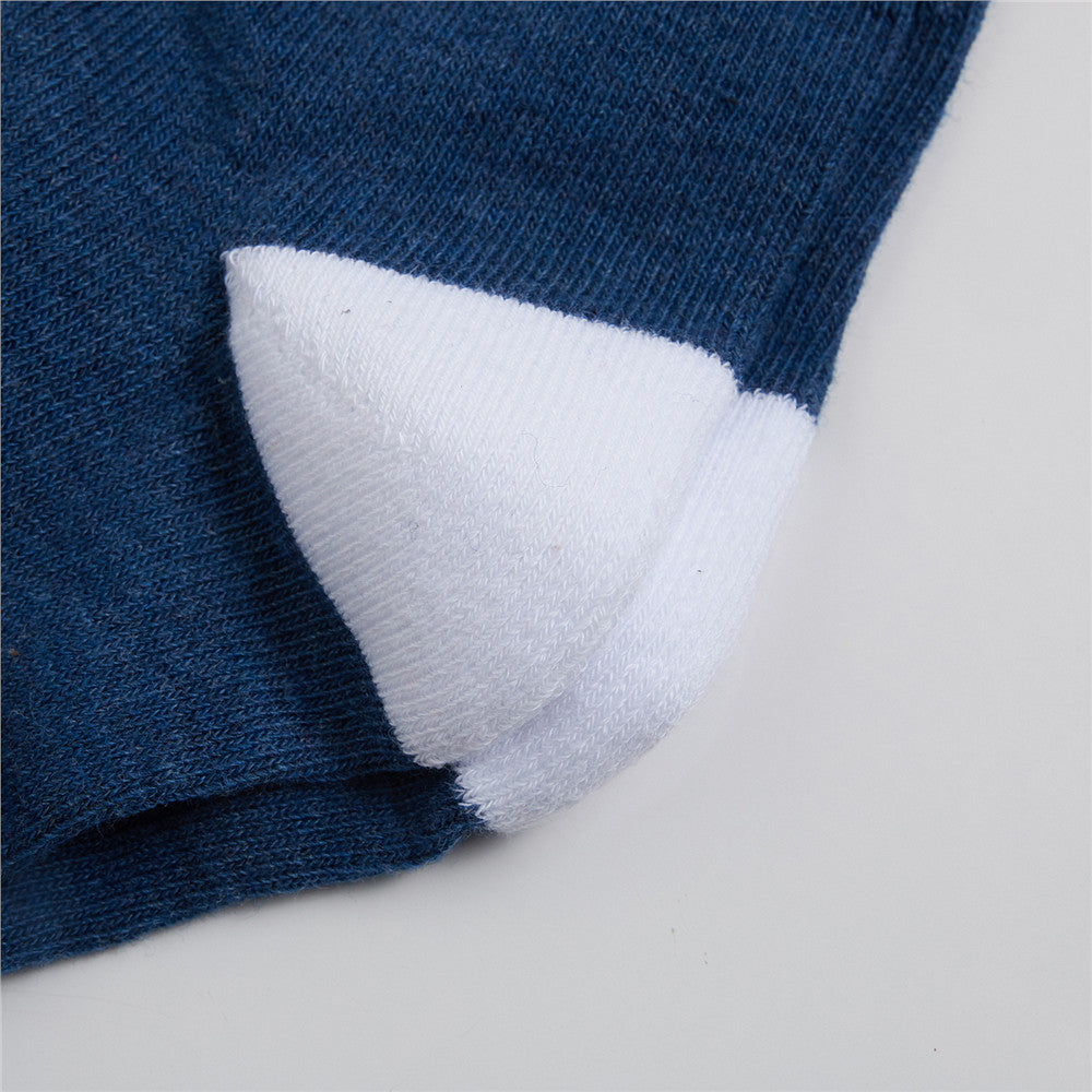 Pile socks(2-pairs) Navy x White