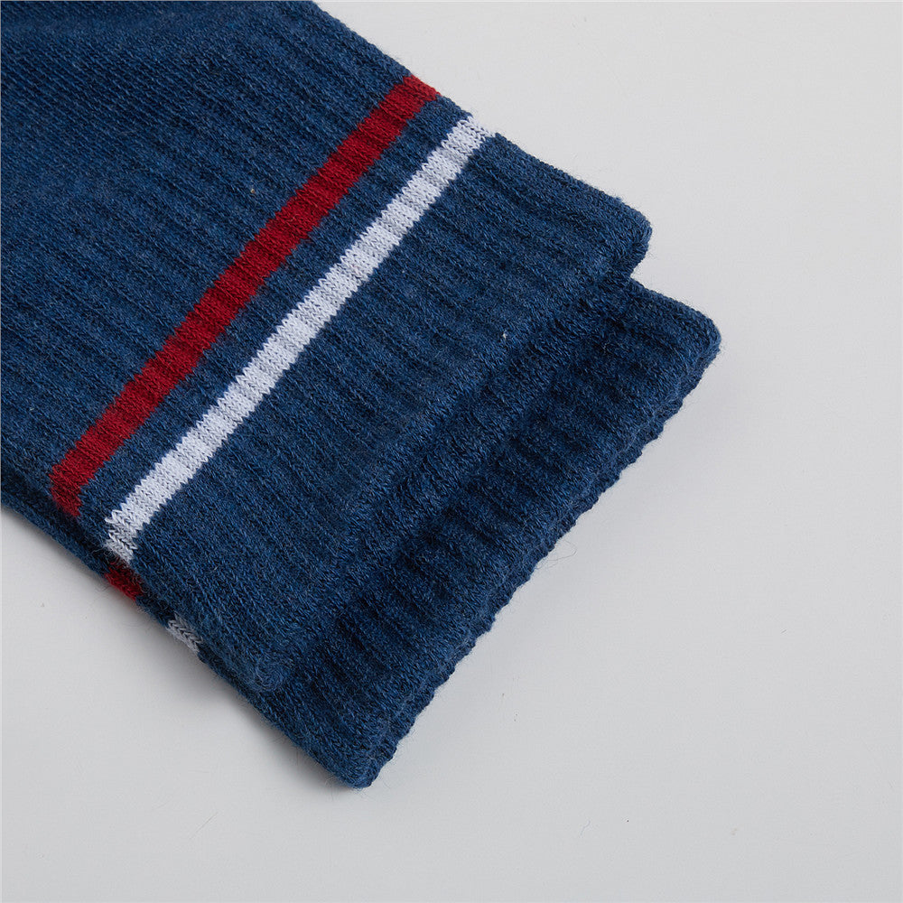 Pile socks(2-pairs) Navy x White