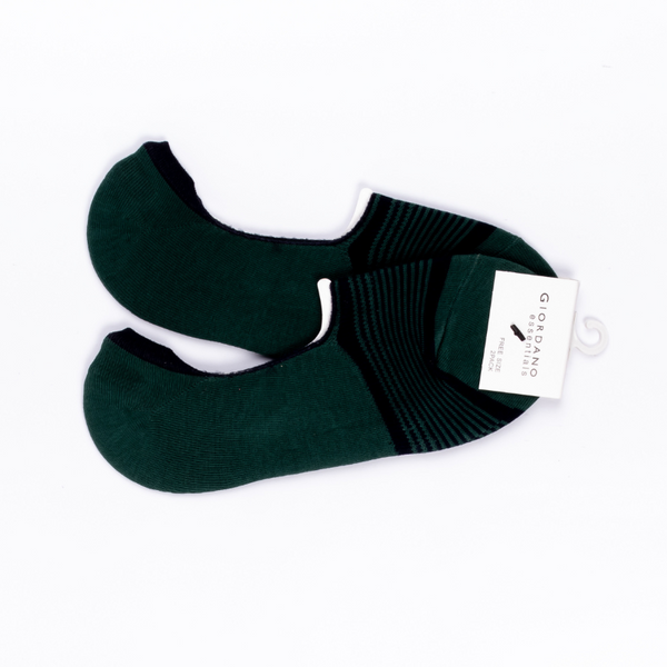 Giordano Solid Invisible Socks (2-pairs) Green Stripe