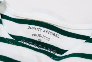 Striped Ladies Knitwear Sweater Green x White