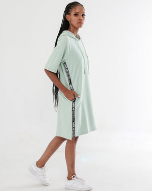Giordano Women Strap Short-Sleeve Hooded Dress - Harbor Green