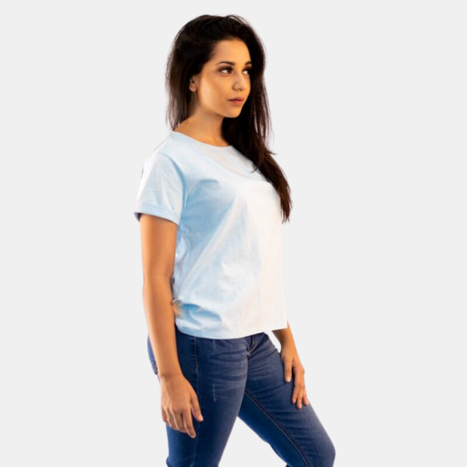 Ladies Plain T-Shirt Cool Blue